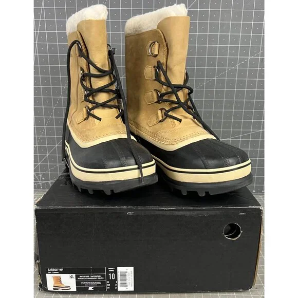 SOREL Caribou Women's Cold Weather Boots Buff Sz. 10 Leather NEW Waterproof - Picture 1 of 10